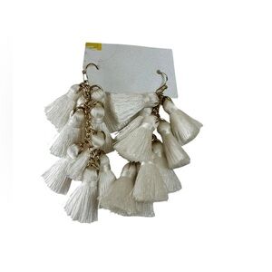Vintage Elegant Cream Tassel Earrings Boho Eclectic Retro‎ Y2K